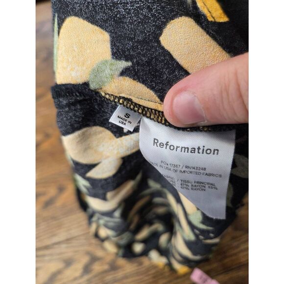 Reformation Marlowe Mini Slip Dress Lemon Print Sundress Citrus Fruit Sz Small - Picture 3 of 4